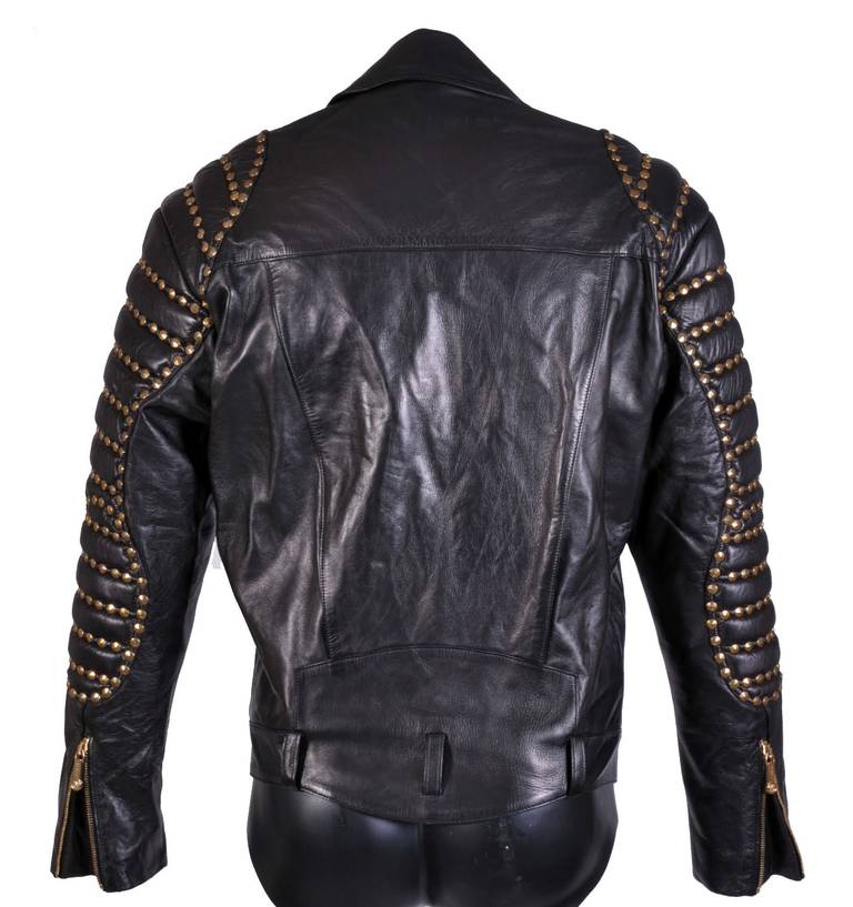 New VERSACE BLACK QUILTED STUDDED LEATHER BIKER JACKET 3