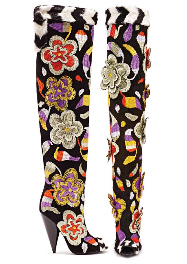over the knee embroidered boots