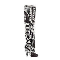 TOM FORD BLACK and WHITE OVER THE KNEE BOOTS with OPEN TOE 12