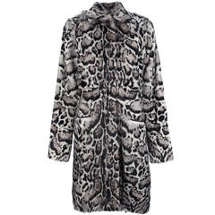 Christopher Kane Black Jaguar Print Fur and Leather Coat