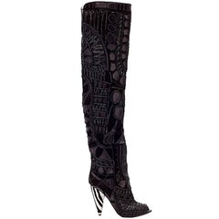 TOM FORD BLACK OVER THE KNEE BOOTS WITH OPEN Toe 37, 37.5, 38