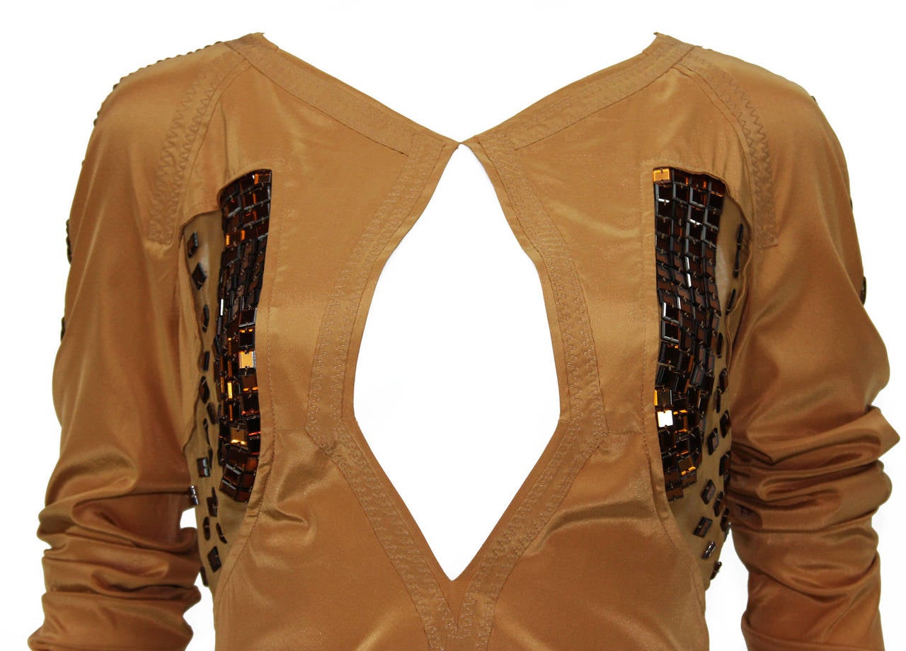 Brown Tom Ford for Gucci Crystal Embellished Dress