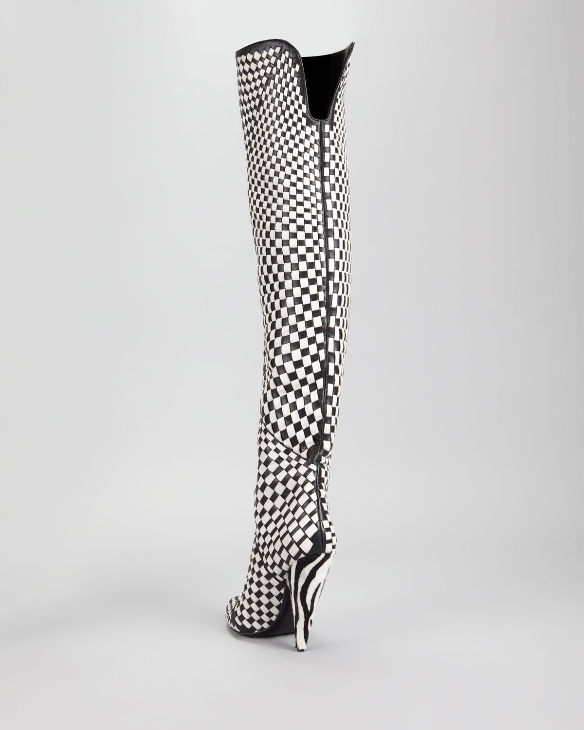 New TOM FORD Black/Chalk Woven Leather Over-the-Knee Boot at 1stDibs ...
