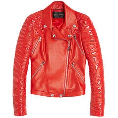 New VERSACE Red Leather Moto Jacket With Vinyl Animal Stripes at 1stDibs | versace  red leather jacket, versace red jacket