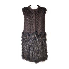 New Versace Mink & Finn Raccoon Fur Sleeveless Coat