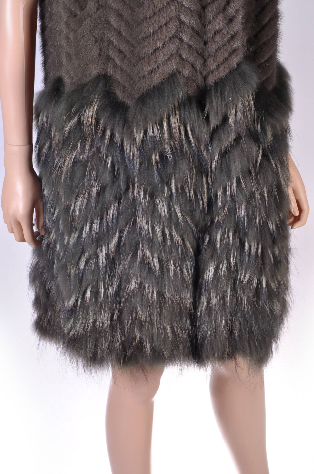 Black New Versace Mink & Finn Raccoon Fur Sleeveless Coat For Sale