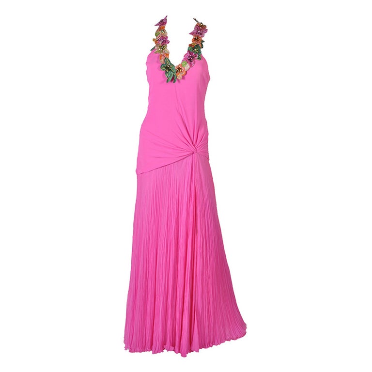 New VERSACE Hot Pink Embellished Gown For Sale at 1stDibs versace