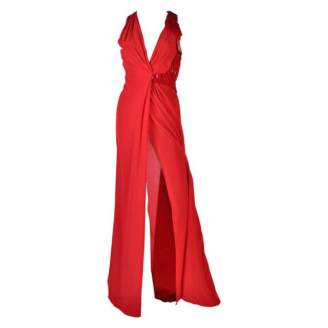 VERSACE Embellished Red Silk Gown on Emmy's list of the most iconic ...