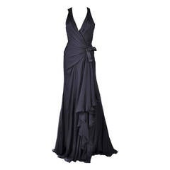 New VERSACE Black Chiffon Silk Gown