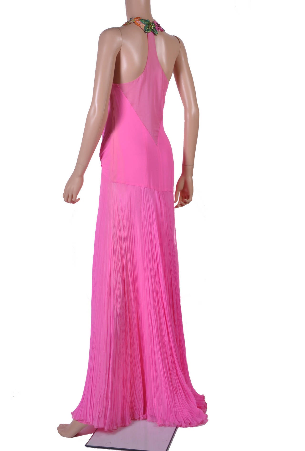 New VERSACE Hot Pink Embellished Gown For Sale at 1stDibs | versace pink gown, pink versace gown