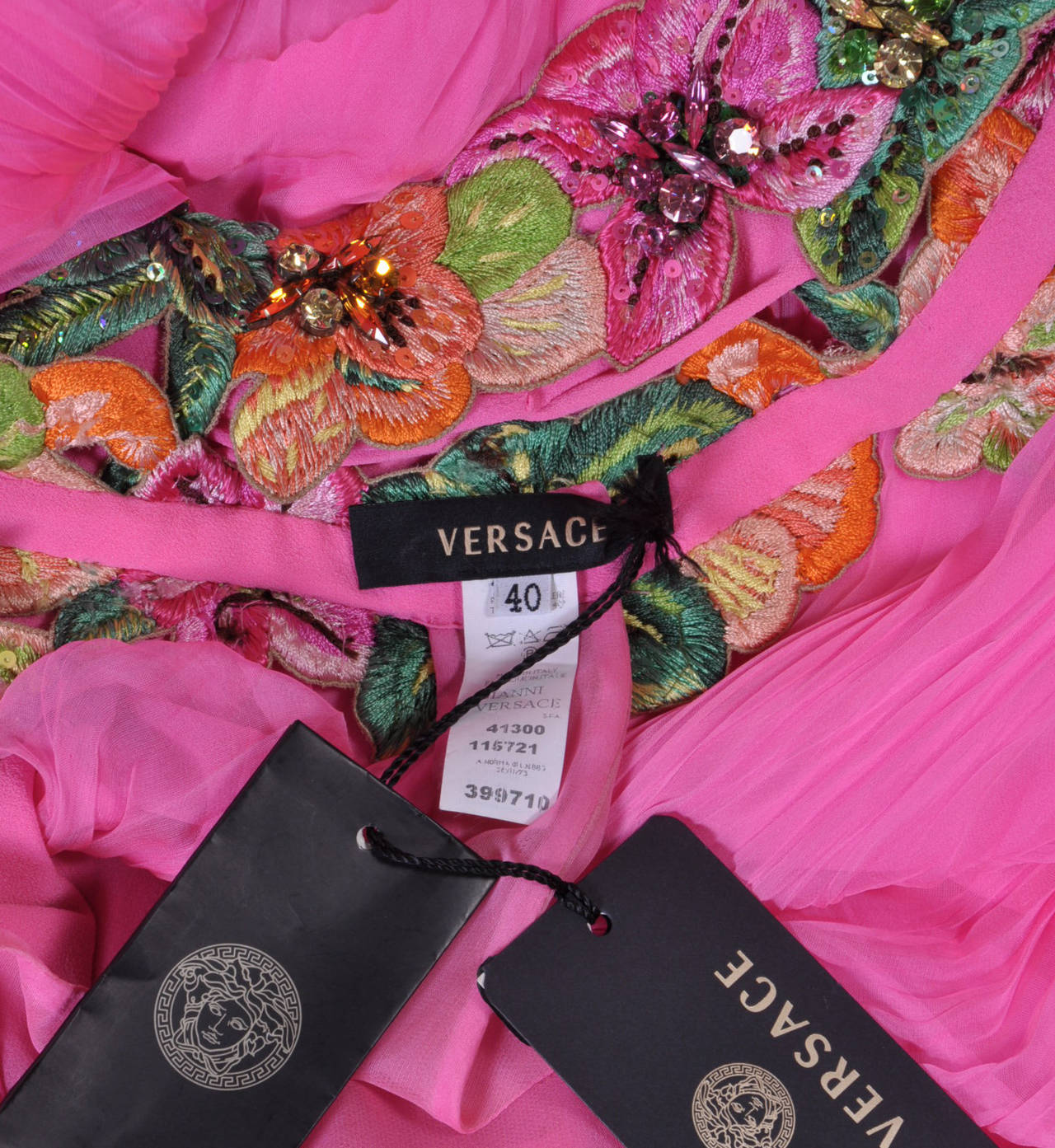 New VERSACE Hot Pink Embellished Gown For Sale at 1stDibs versace