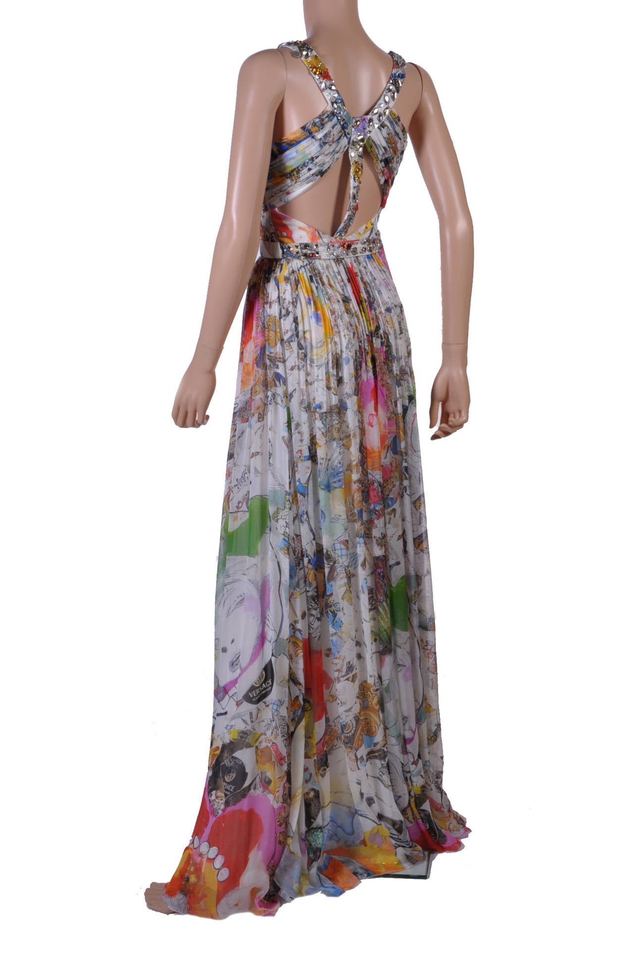 New VERSACE Julie Verhoeven Print Embellished Long Dress 1