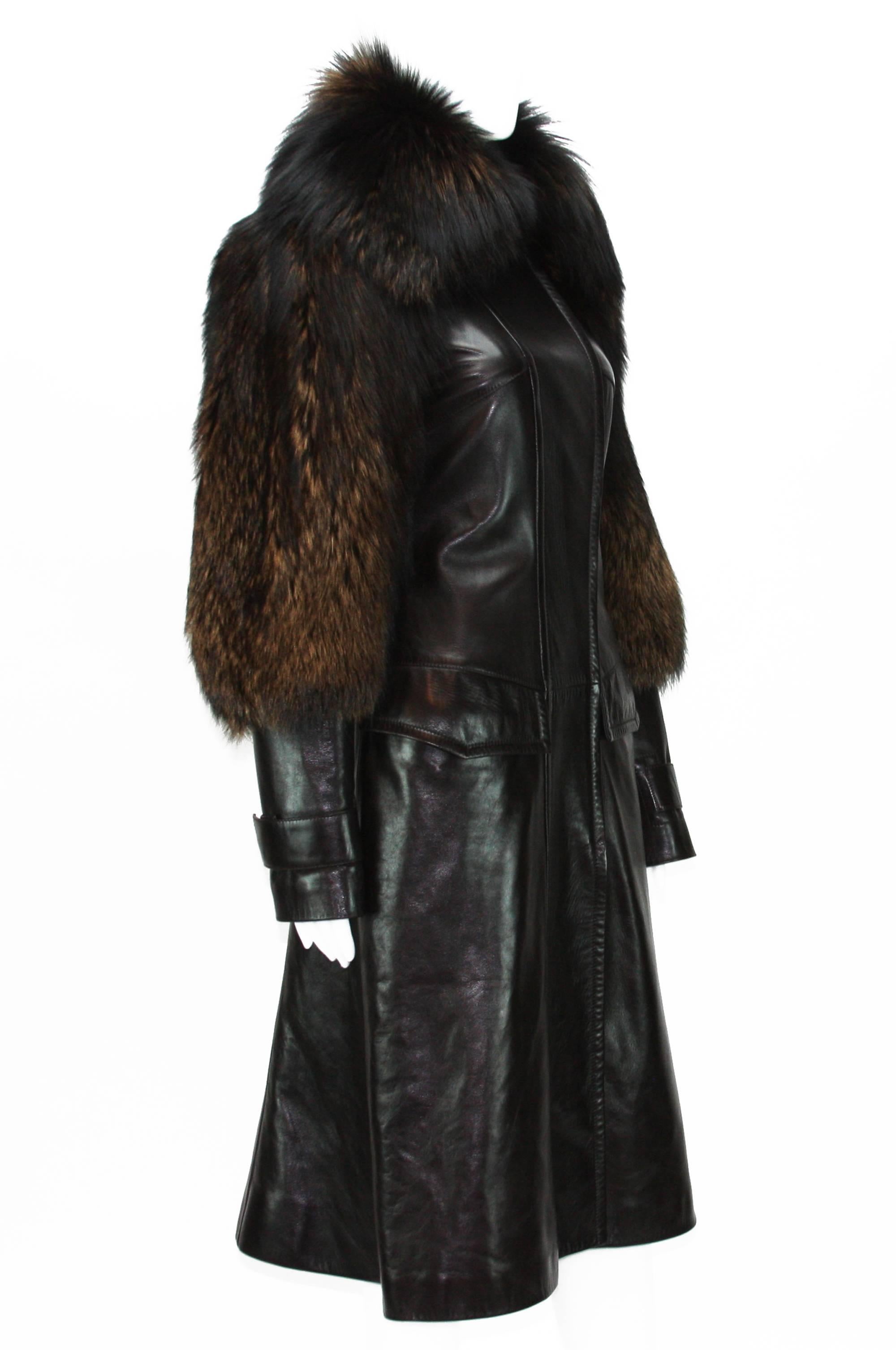 TOM FORD for GUCCI F/W 2003 LEATHER COAT w/ FUR For Sale at 1stDibs ...