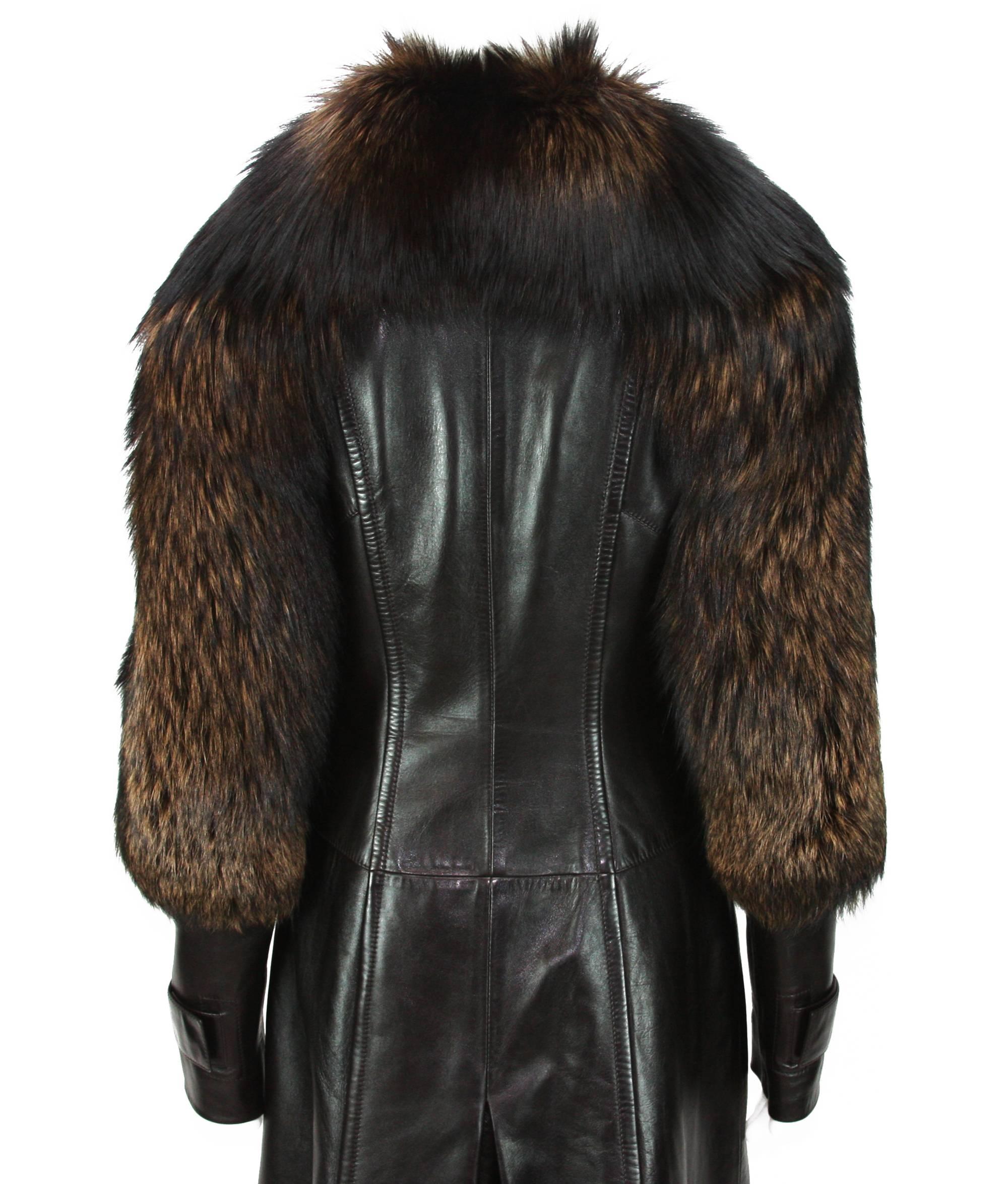 Women's TOM FORD for GUCCI F/W 2003 LEATHER COAT w/ FUR 