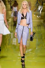 Versace Floral Embossed Lilac Leather Jacket and Skirt