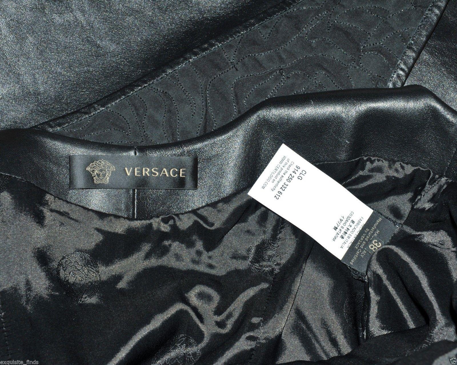 Versace Black Floral Detail Leather Dress 38 - 2 (4) For Sale 7