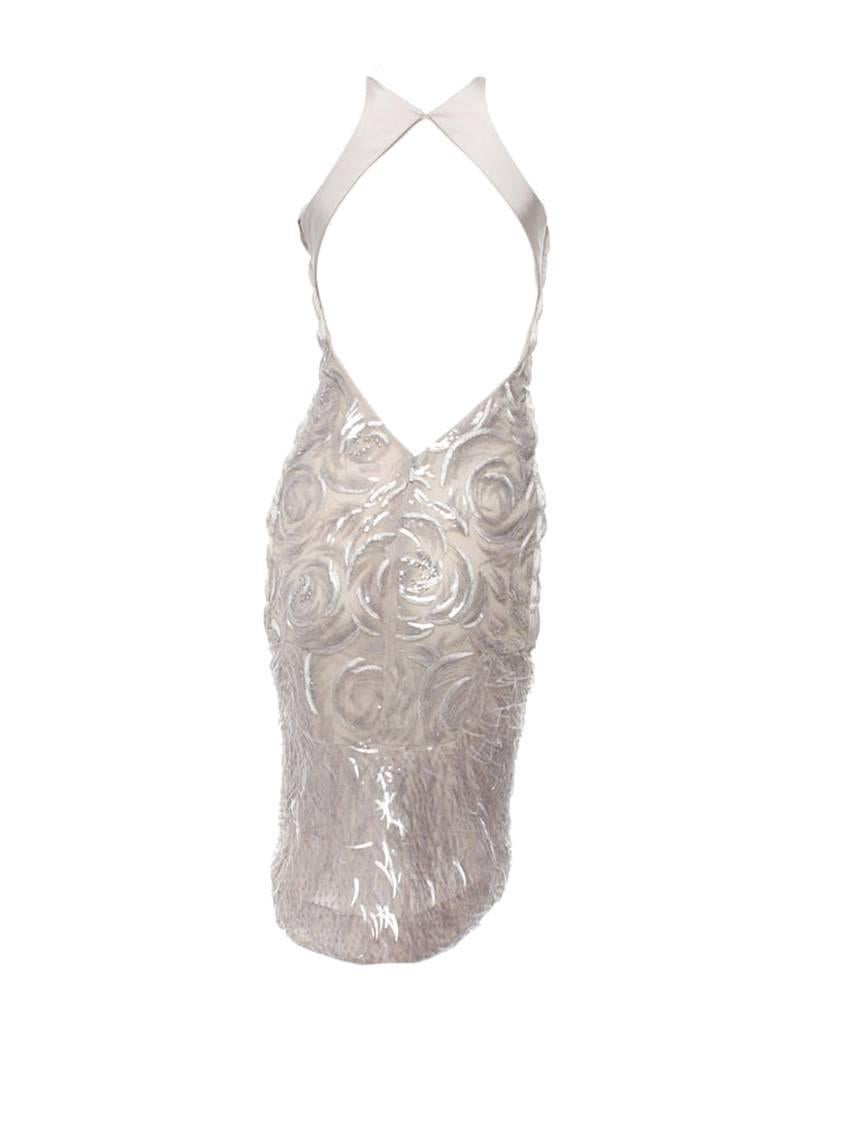 ONE OF THE KIND TOM FORD for GUCCI EMBELLISHED DOVE GREY LACE DRESS 1