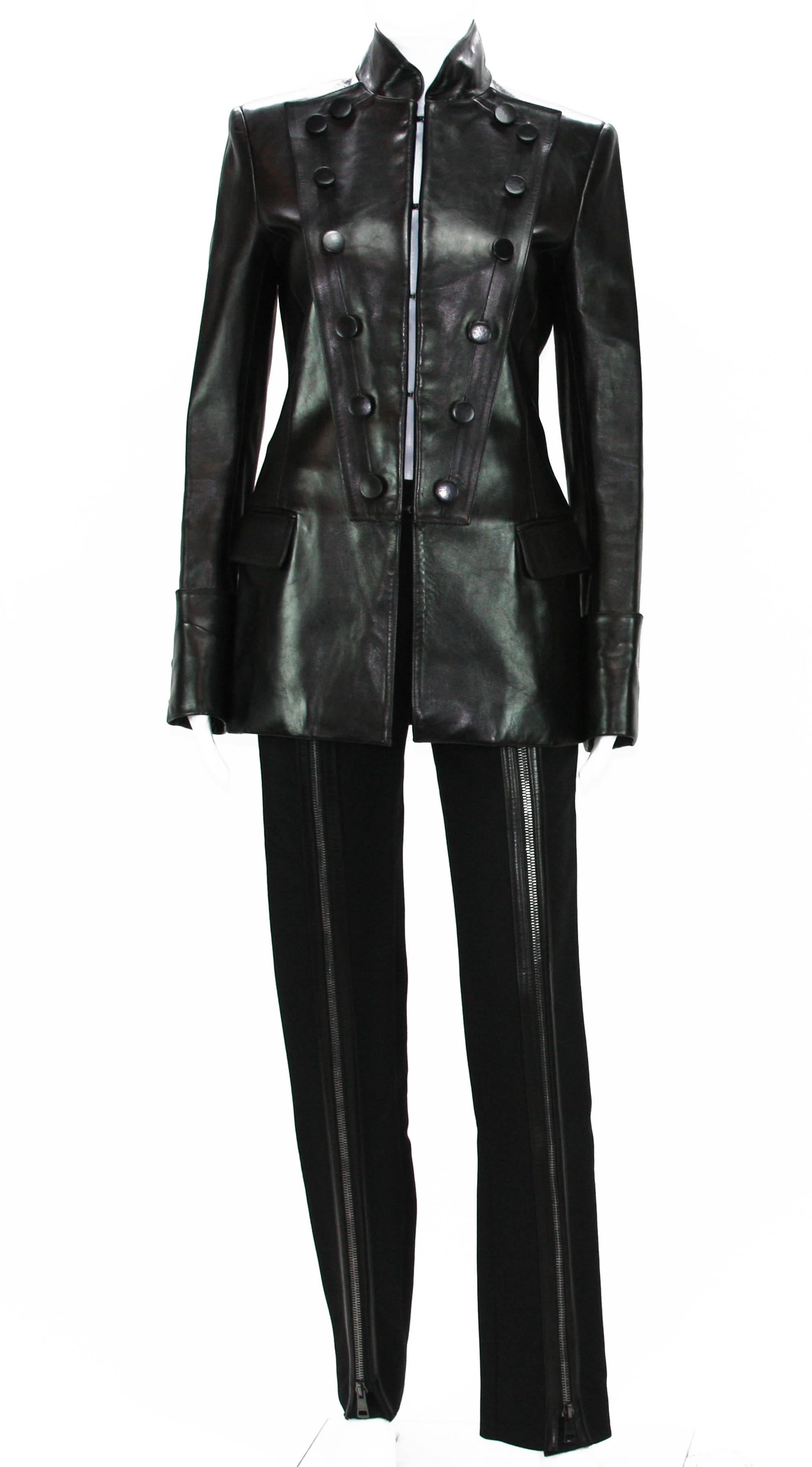 F/W 2001 Tom Ford for Yves Saint Laurent Leather Military Jacket Fr.38 3