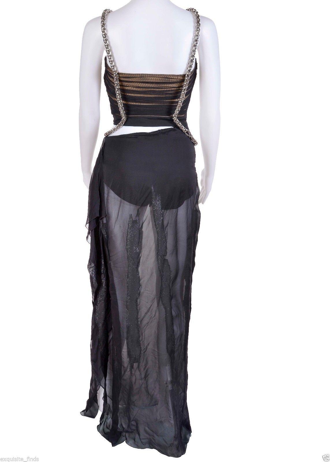 Versace Black Medusa Chain Finale Gown In New Condition In Montgomery, TX