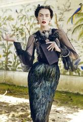 Gucci Silk Feather Dark Green Skirt