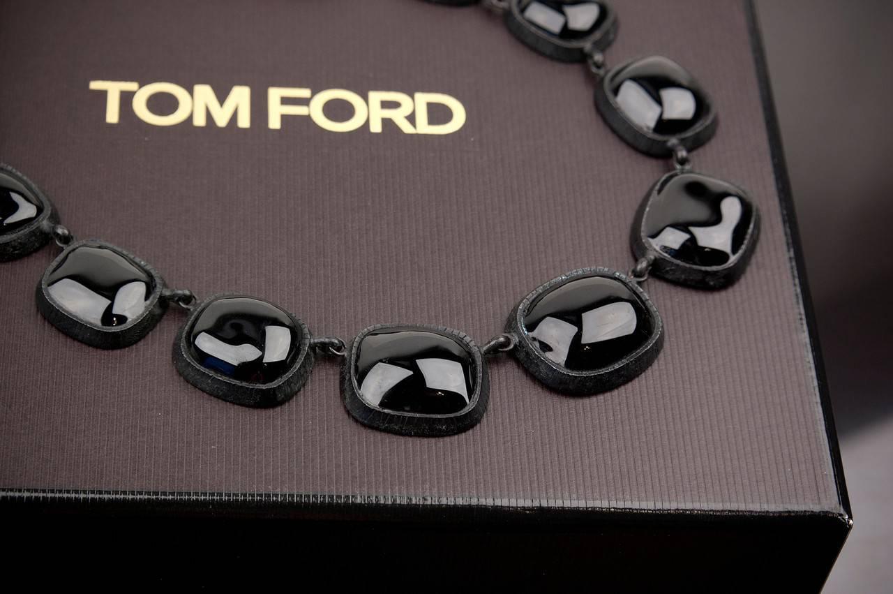 Tom Ford Black  PATE DE VERRE Earrings and Necklace Set 2