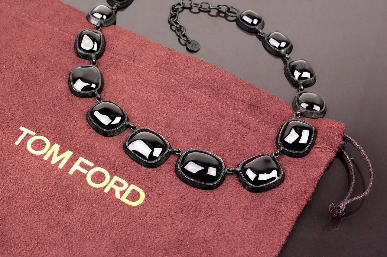 Tom Ford Black  PATE DE VERRE Earrings and Necklace Set 3