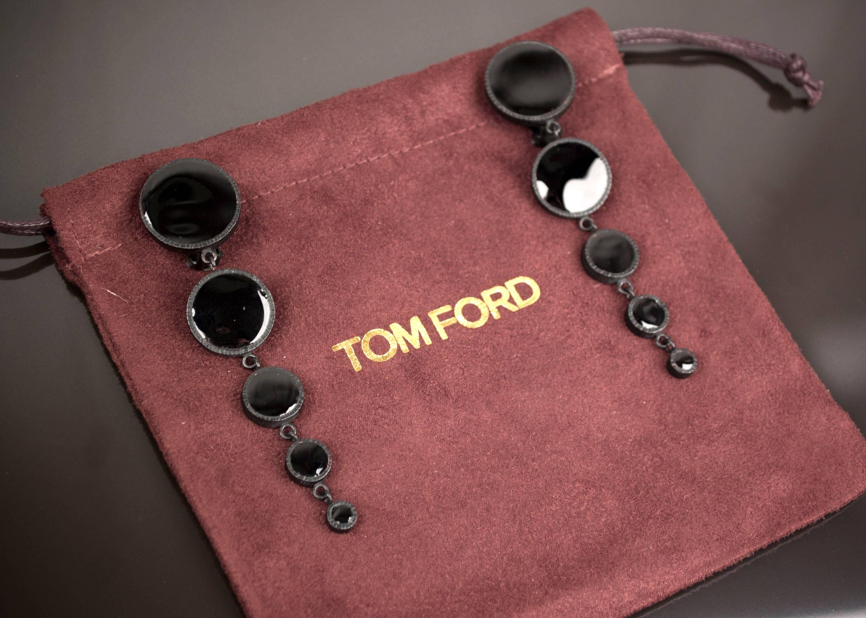 Tom Ford Black  PATE DE VERRE Earrings and Necklace Set 6