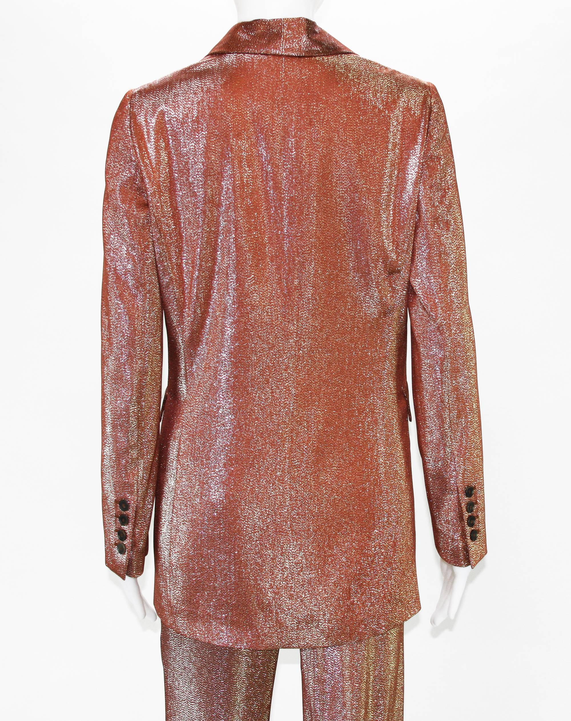  New GUCCI IRIDESCENT RUST LIQUID LAME SUIT In New Condition In Montgomery, TX