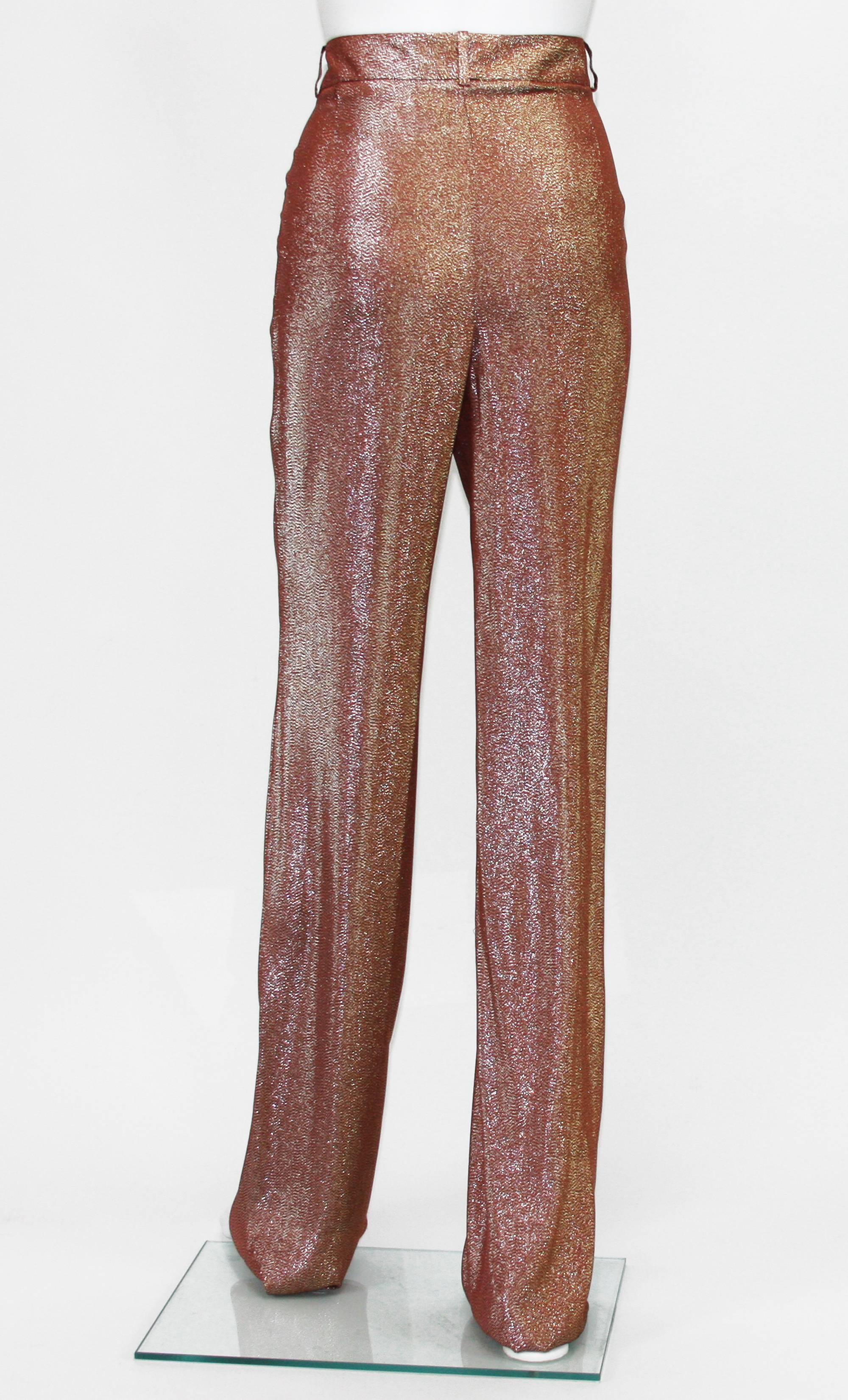 New GUCCI IRIDESCENT RUST LIQUID LAME SUIT 1