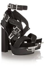 VERSACE Black Leather Canvas Platform Sandals size IT 40 - US 10