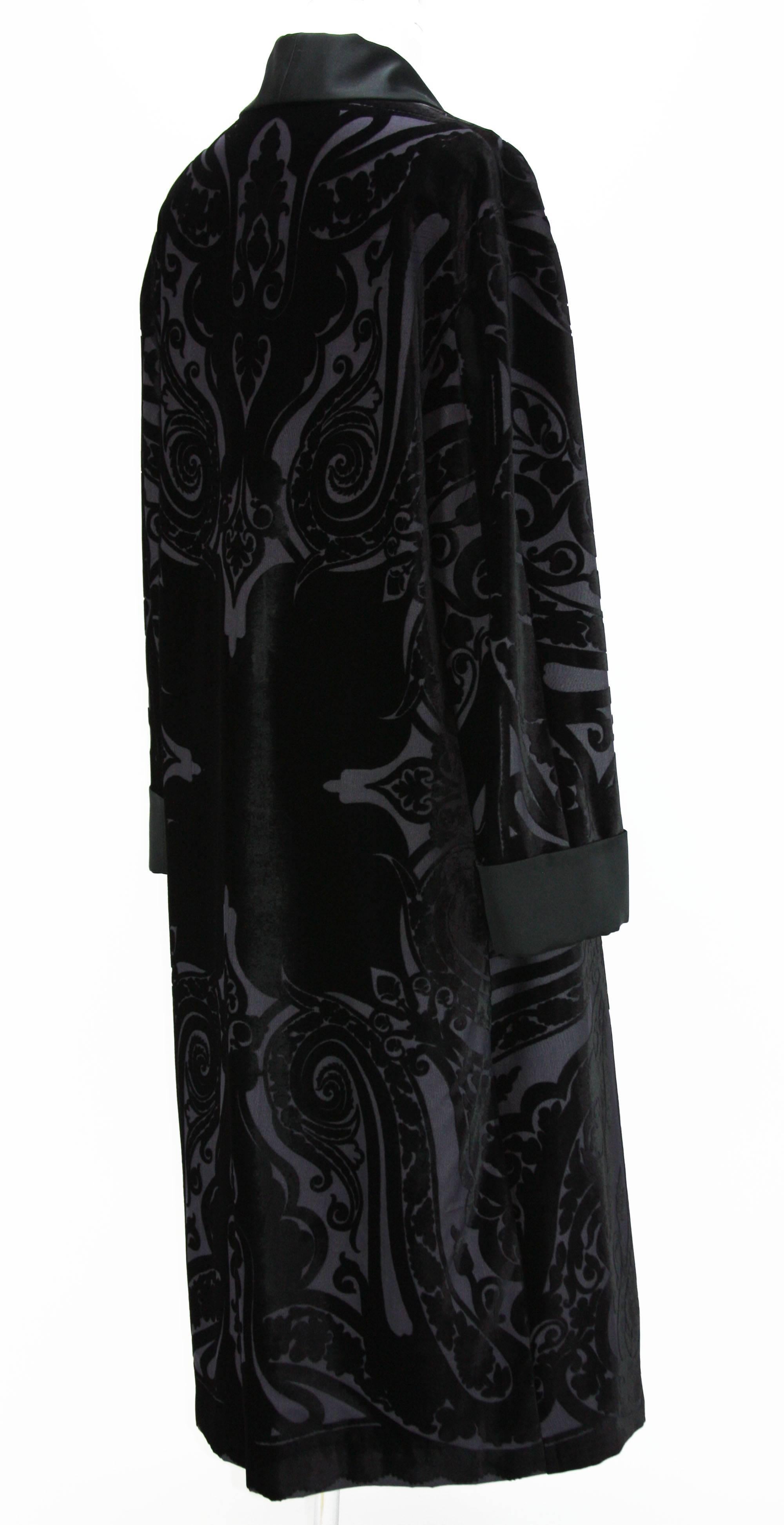 New ETRO Runway Men's Robe Kimono Coat Black Velvet Satin Lapel 4