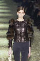 Tom Ford for Gucci Fall 2003 Fox Fur Leather Brown Jacket 38