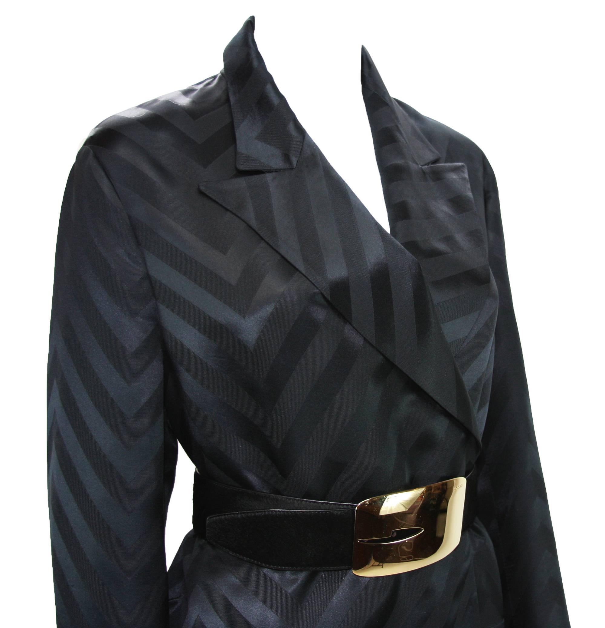 Tom Ford for Gucci F/W 2002 Black Silk Kimono Coat with Belt  In Excellent Condition In Montgomery, TX