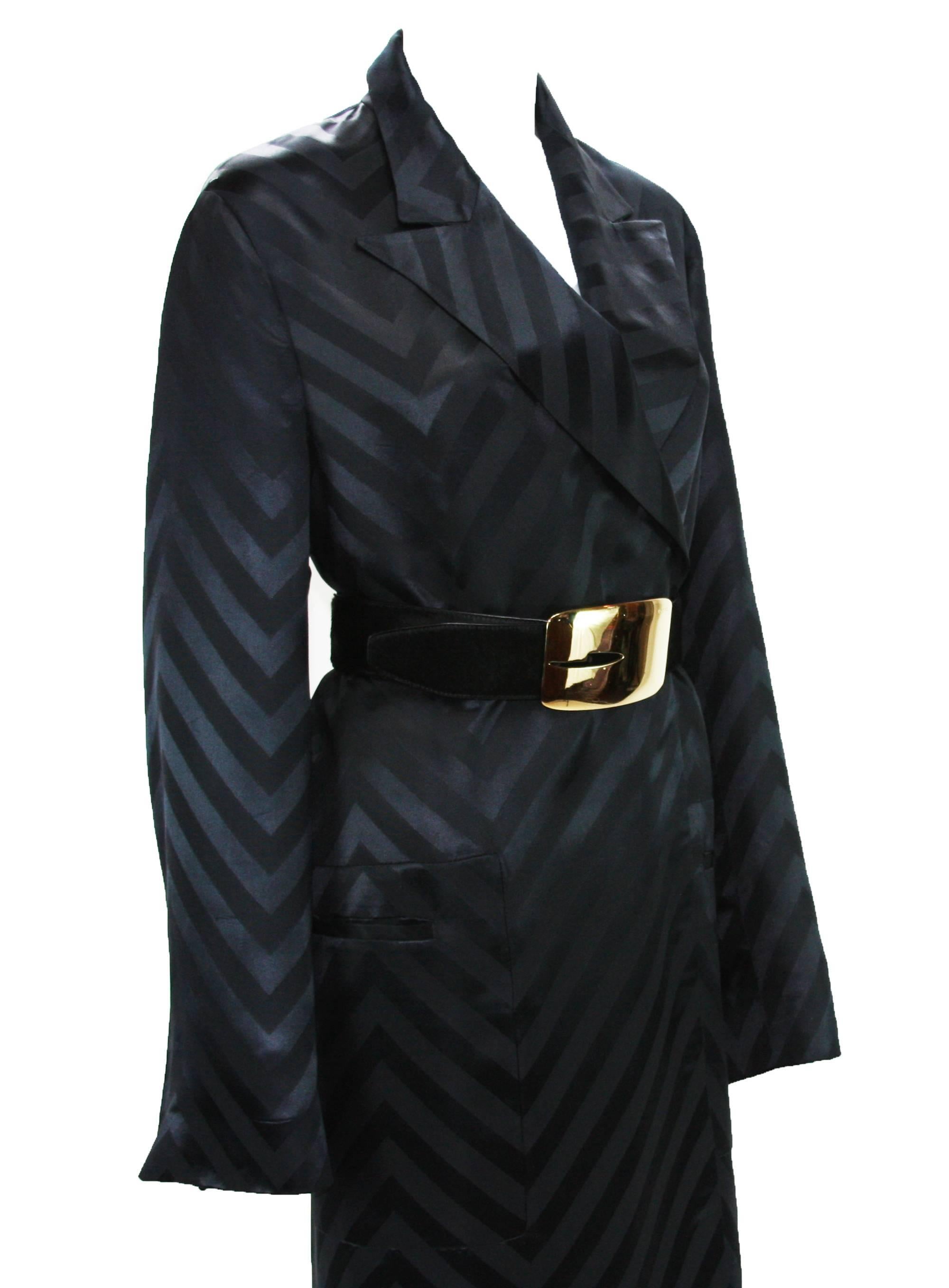 Tom Ford for Gucci F/W 2002 Black Silk Kimono Coat with Belt  2