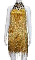 80-s Rare Bob Mackie Gold Beaded Fringe Dress