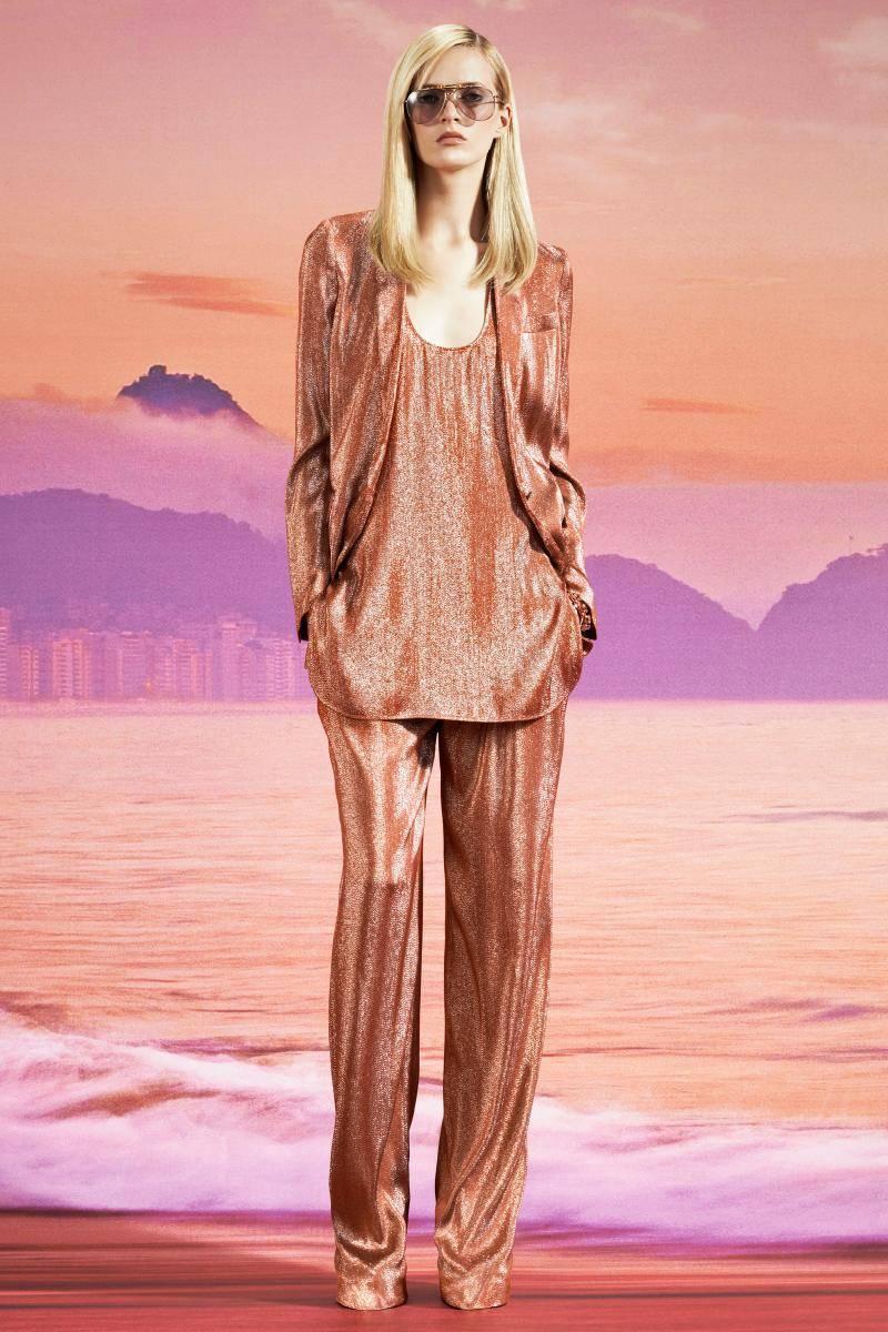 New Runway GUCCI Suit Iridescent Rust Liquid Lame Jacket & Pants sizes 38 and 40 In New Condition In Montgomery, TX