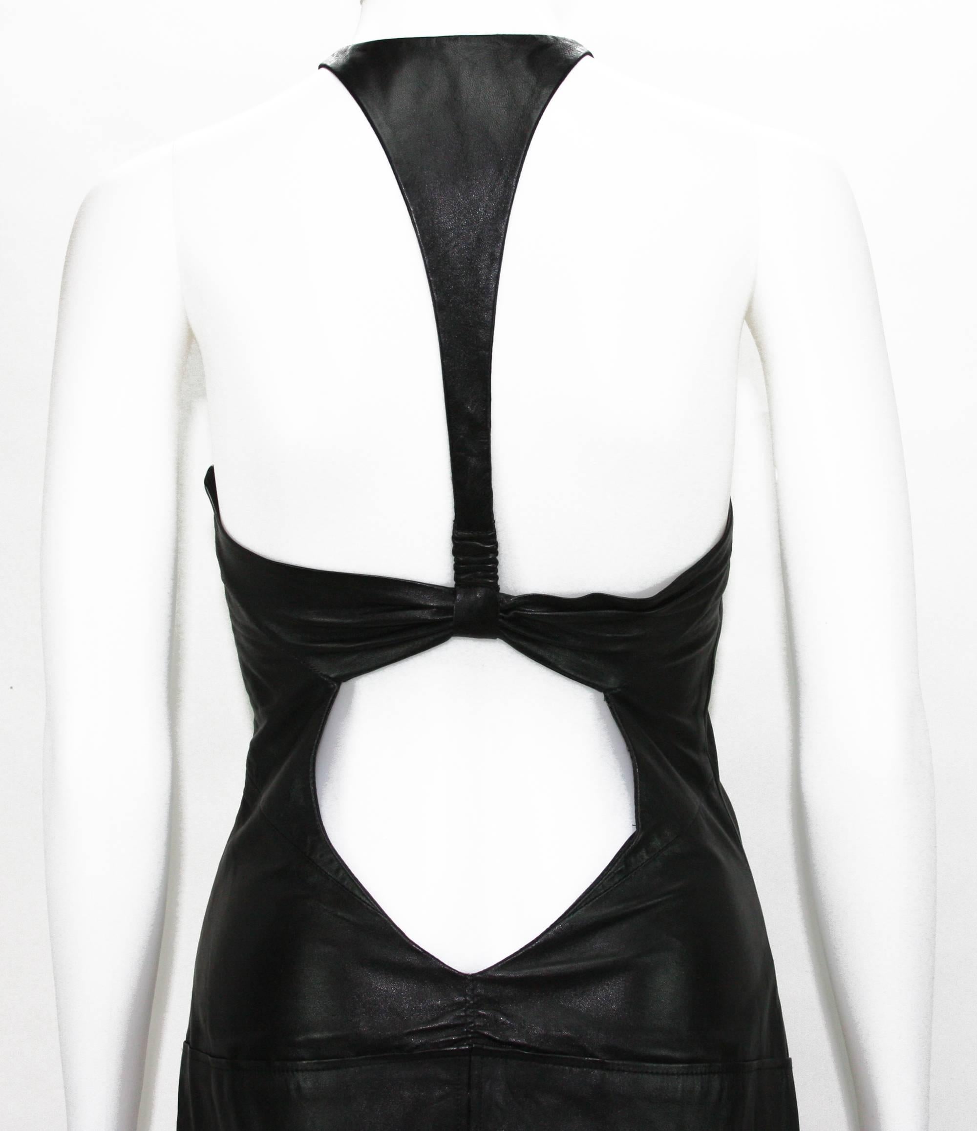 Tom Ford for Gucci 2004 Collection Black Leather Cocktail Dress 44 3