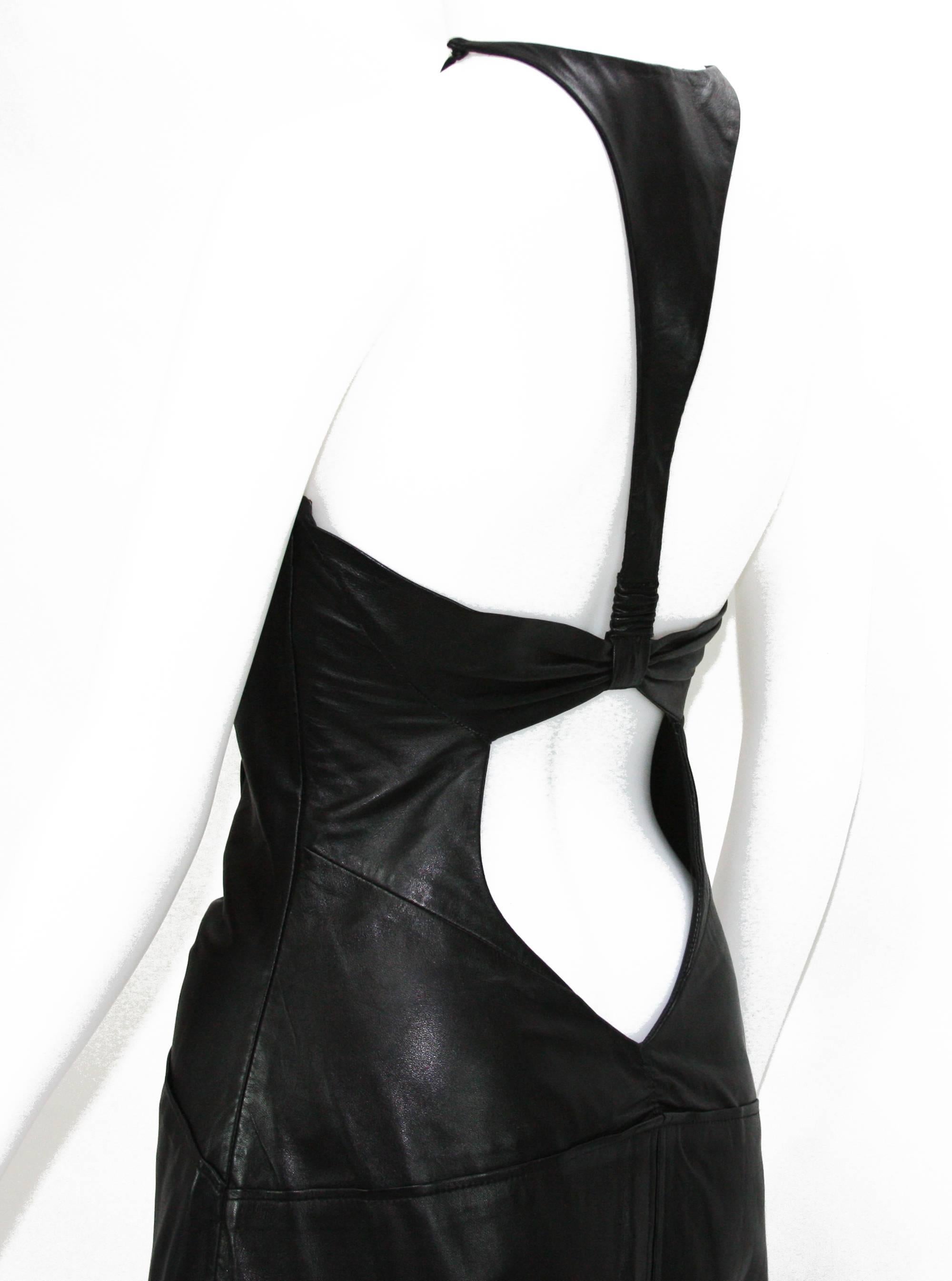 Tom Ford for Gucci 2004 Collection Black Leather Cocktail Dress 44 4