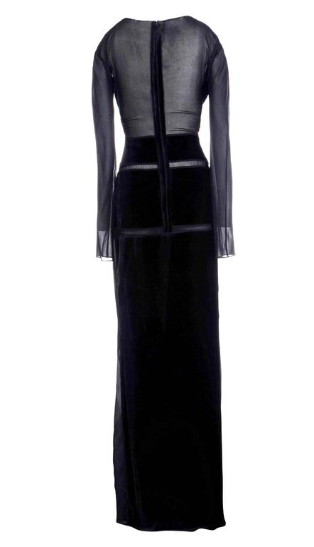 New Tom Ford Campaign Black Velvet Sheer Cutout Gown It.42 - US 6 at ...