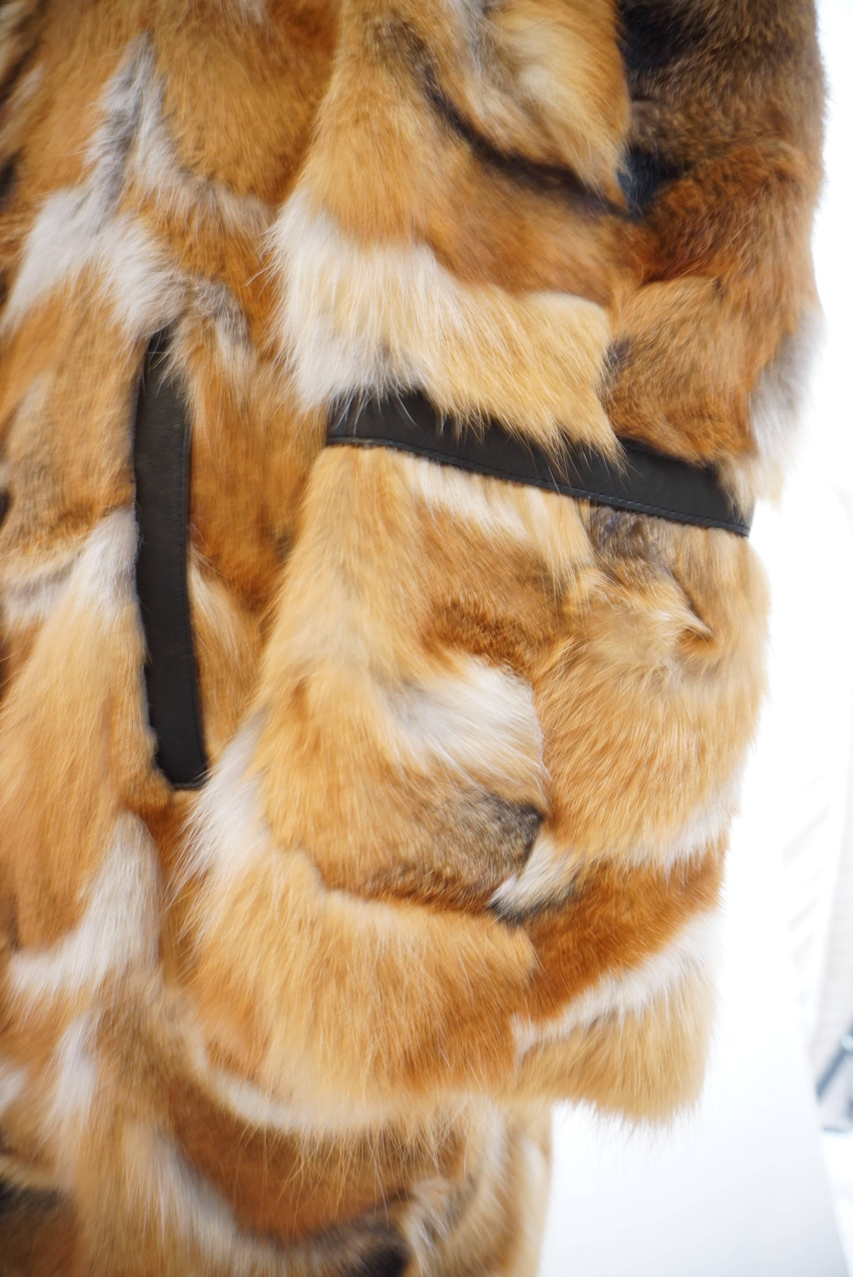Brown ROBERTO CAVALLI FOX FUR COAT for MEN