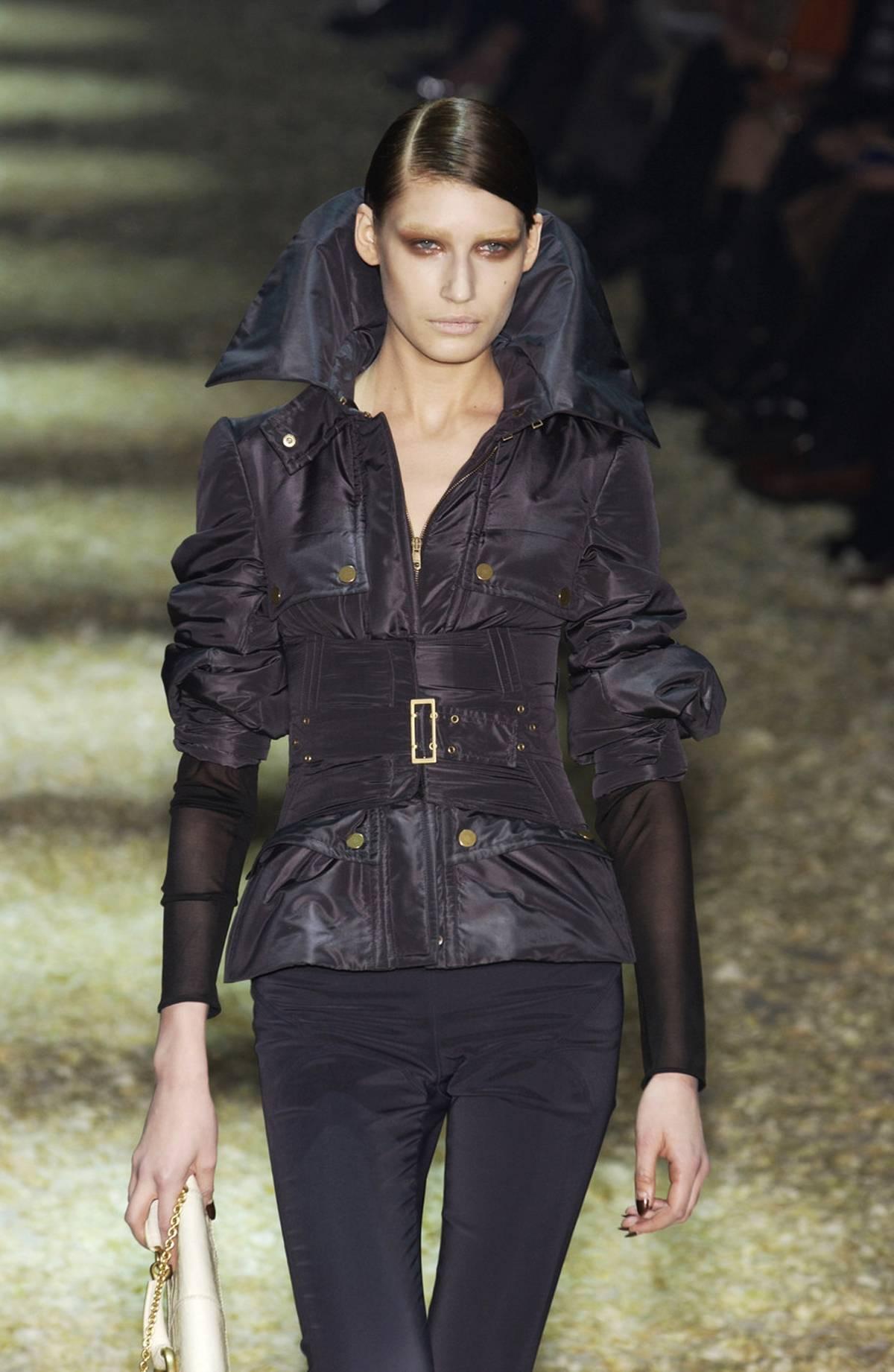 TOM FORD for GUCCI F/W 2003 COLLECTION CORSET BELT BLACK JACKET 46 - 8/10 3