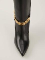 New Versace Black Leather Medusa Knee High Boots