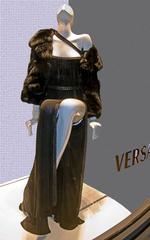 F/W 2007 Look #44 NEW VERSACE CHAIN EMBELLISHED LONG BLACK DRESS GOWN 40 - 4