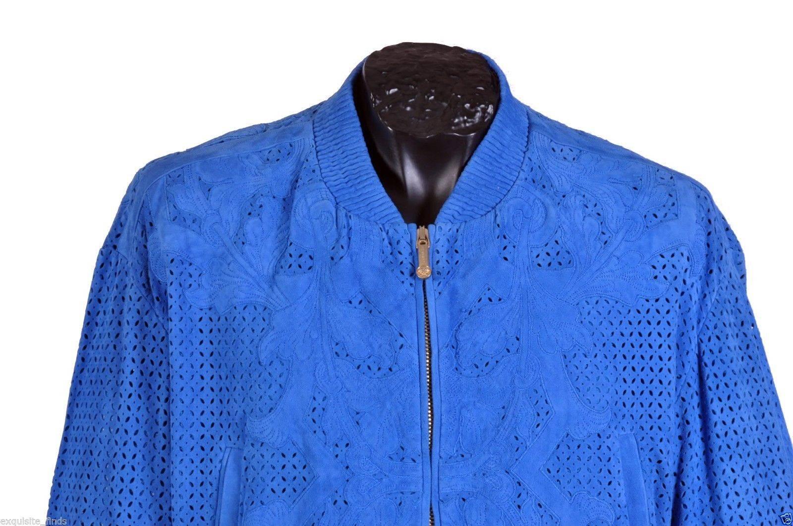 Men's  VERSACE LASER CUT SUEDE LEATHER with BAROCCO APPLIQUE JACKET 