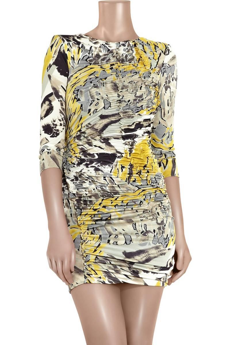 Beige New EMILIO PUCCI Multicolored printed silk-jersey mini dress