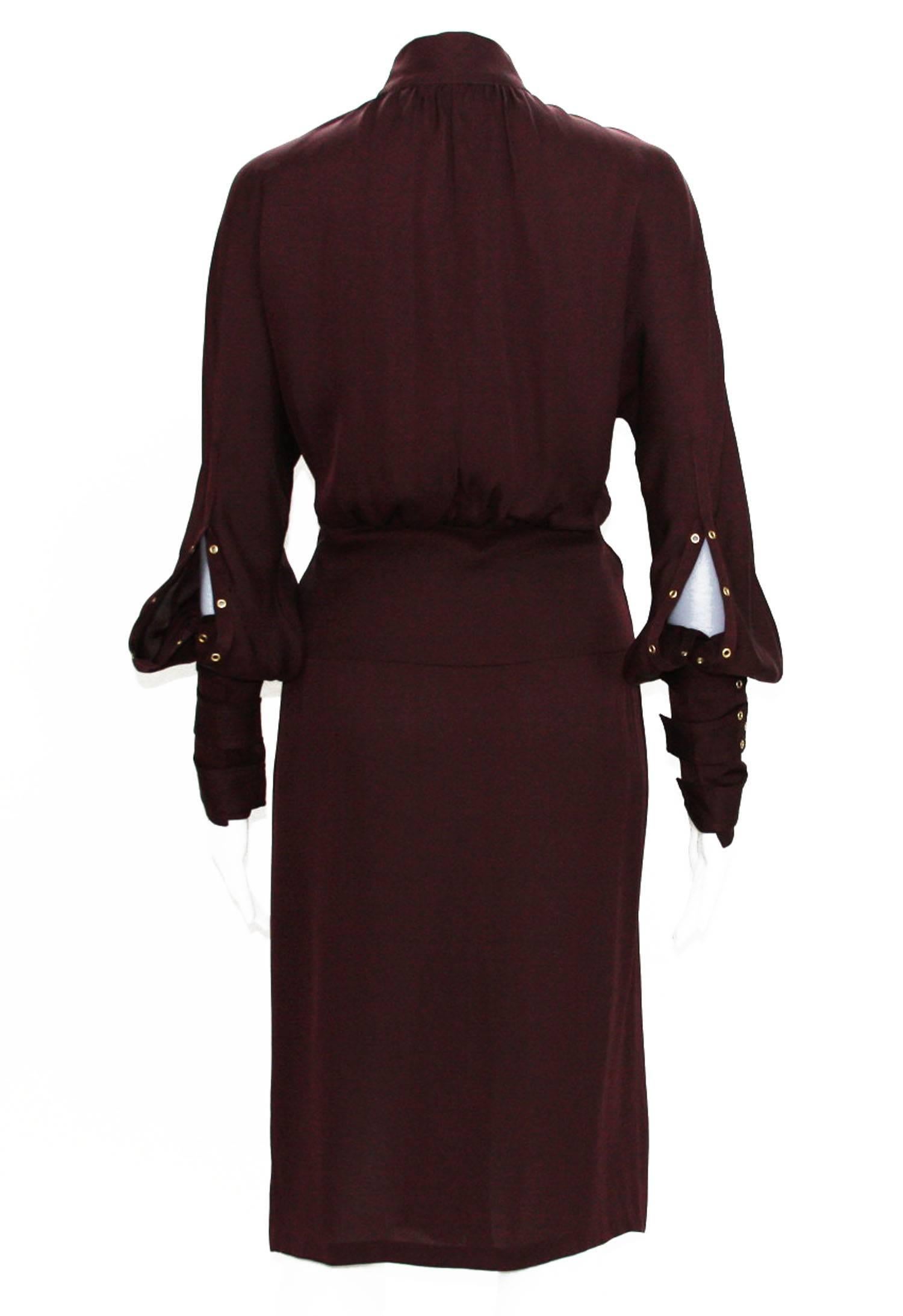 Tom Ford for Gucci 2003 Collection 3x Buckle Grommet Sleeve Dress 40 In Excellent Condition In Montgomery, TX