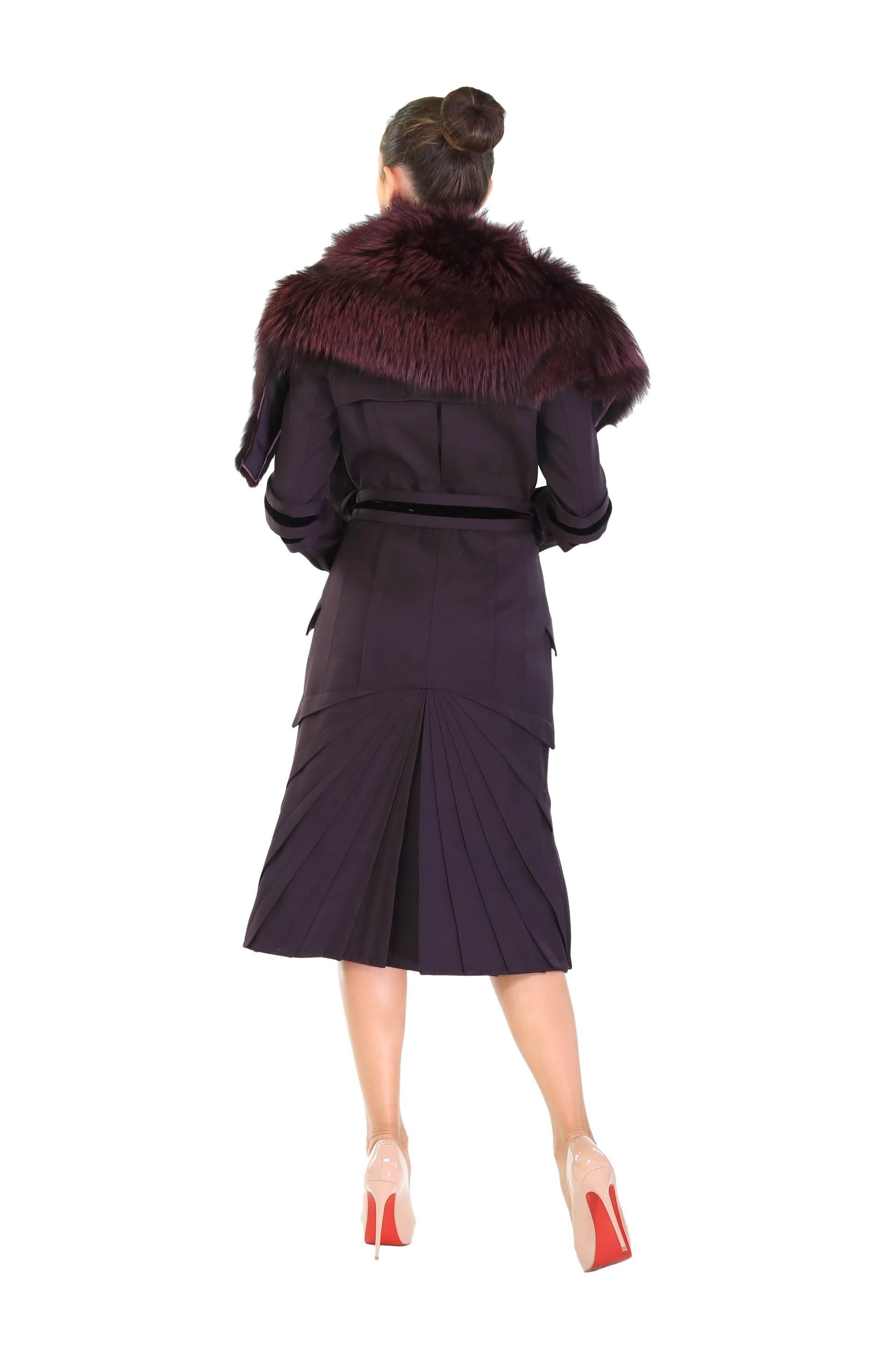 Women's Tom Ford for Gucci coat with fox fur, F/W 2004 