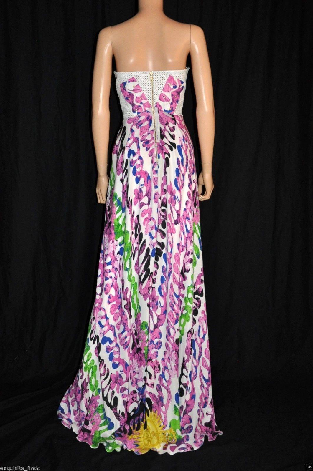 Women's NEW VERSACE PRINTED SILK DRESS with LEATHER 