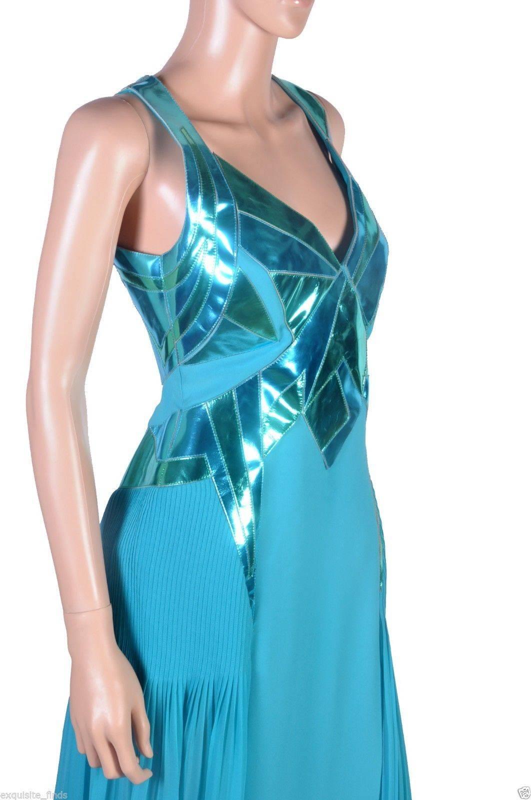 F/W 2010 Look # 38 VERSACE EMBELLISHED GOWN DRESS in BLUE 44 - 8 For Sale 1