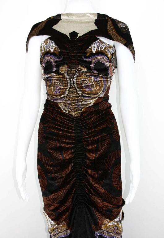 New ETRO Runway and Red Carpet PRINTED Velvet GOWN IT. 40 at 1stdibs